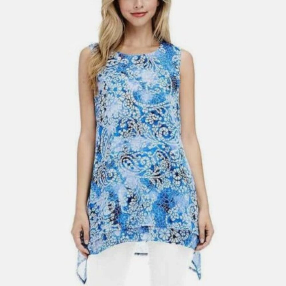 Fever Women's Sleeveless Chiffon Double Layer Tunic L
